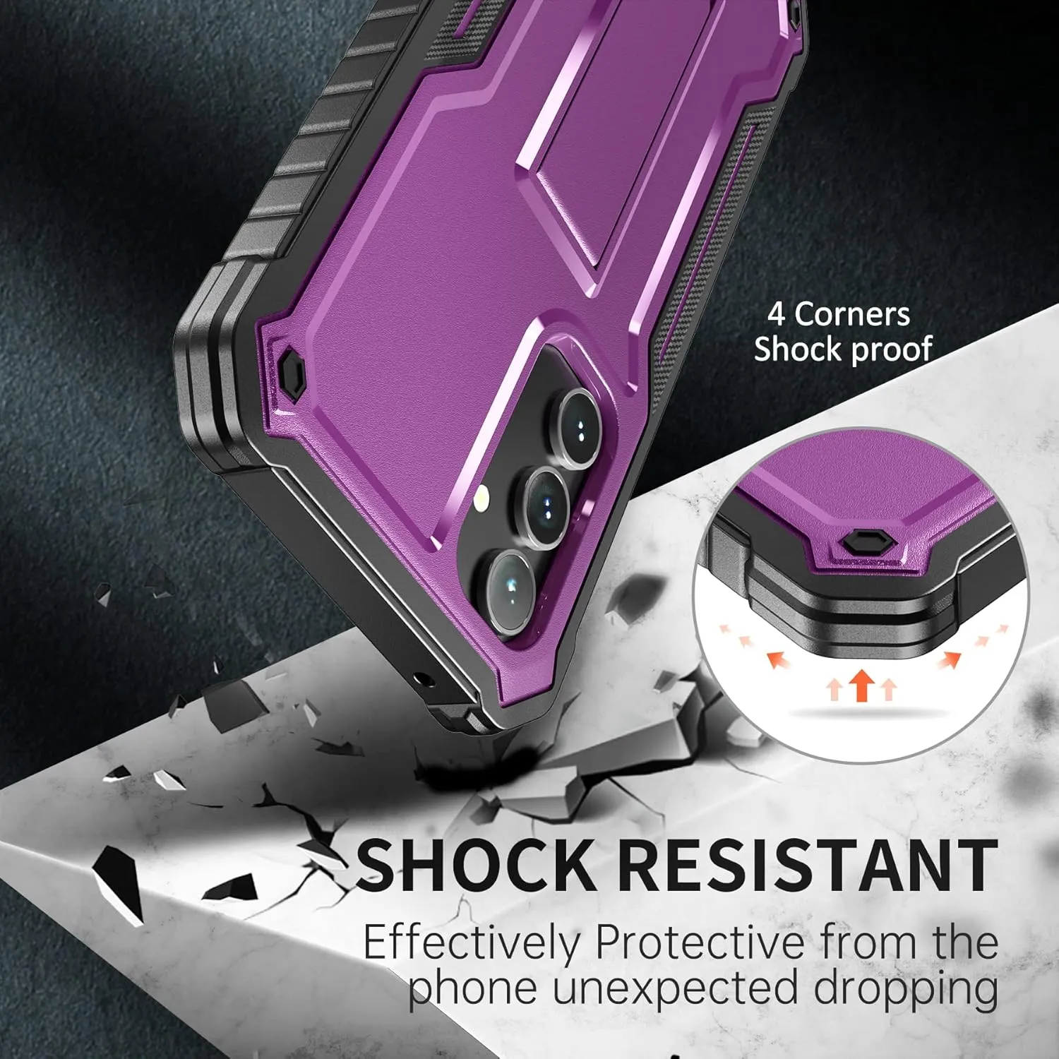 FITO for Samsung Galaxy A54 5G Case, Dual Layer Shockproof Heavy Duty Case Come with Glass Screen Protector, Built-in Kickstand (Purple)
