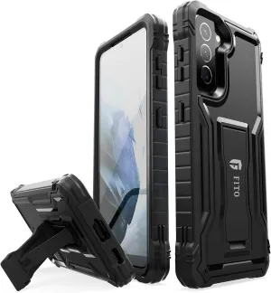 FITO for Samsung Galaxy S21 Plus 5G Case, Dual Layer Shockproof Heavy Duty Case for Samsung S21 Plus 5G Phone Built-in Kickstand, Without Screen Protector (Black, 6.7 inch)