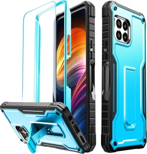 FITO for T-Mobile Revvl 7 Pro 5G Case, Dual Layer Shockproof Heavy Duty Phone Case, with Screen Protector, Built-in Kickstand (Blue)