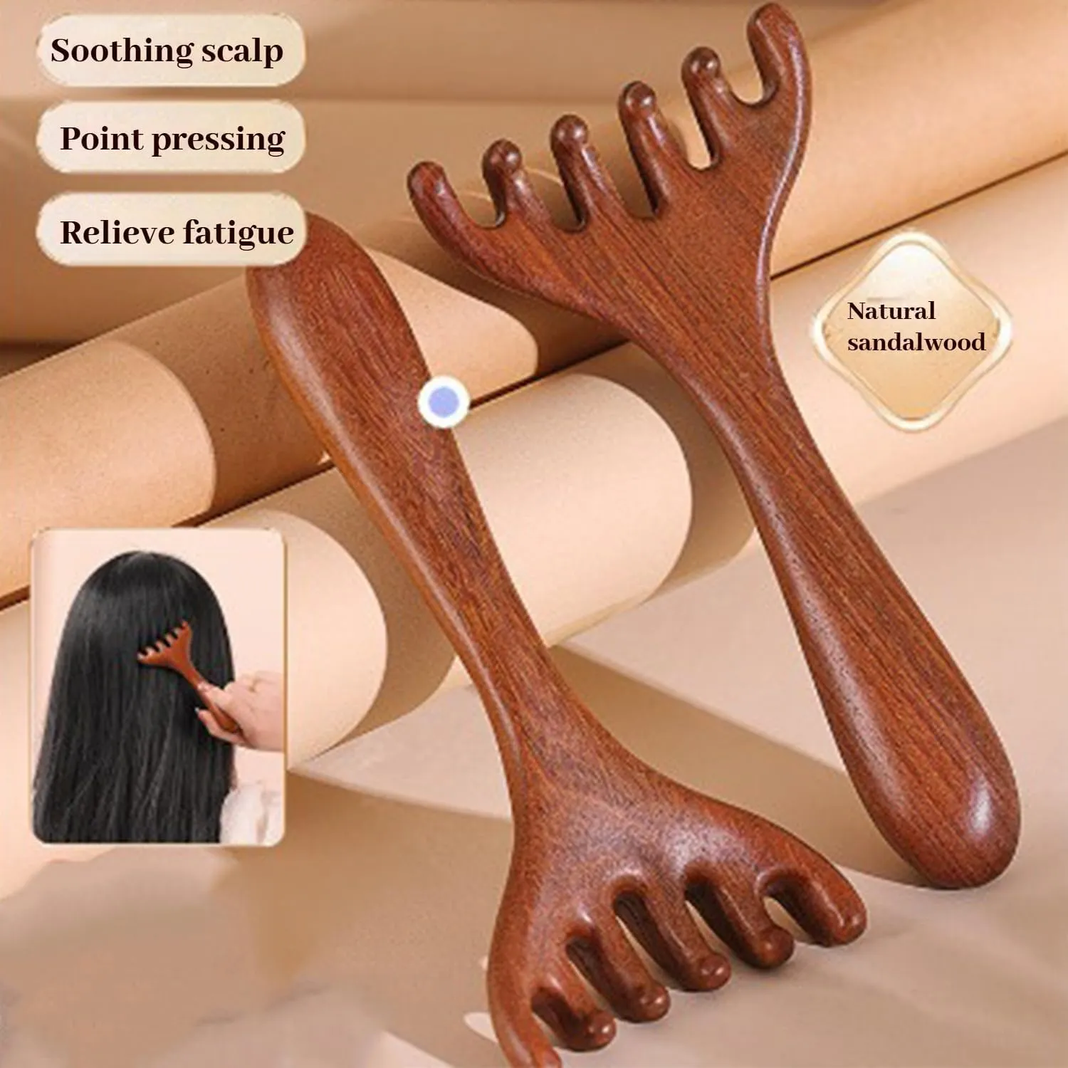 Five Touch Therapy Comb, Saludea Fivetouch Therapy Comb, Six-Claw Meridian Massage Combs, Foot Massage Comb, Golden Sandalwood Massages Combs, Manual Scalp Massager Gua Sha Combs Tools (Mix)
