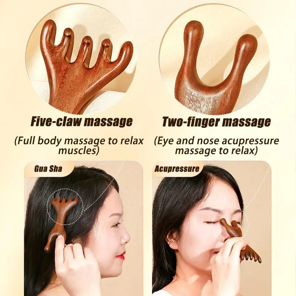 Five Touch Therapy Comb, Saludea Fivetouch Therapy Comb, Six-Claw Meridian Massage Combs, Foot Massage Comb, Golden Sandalwood Massages Combs, Manual Scalp Massager Gua Sha Combs Tools (Mix)