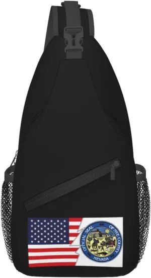 Flag Of Nye County, Nevada And America Crossbody Bags For Women Men Chest Backpack Gym Shoulder Bag Travel Outdoor Sports Casual Crossbody Bags