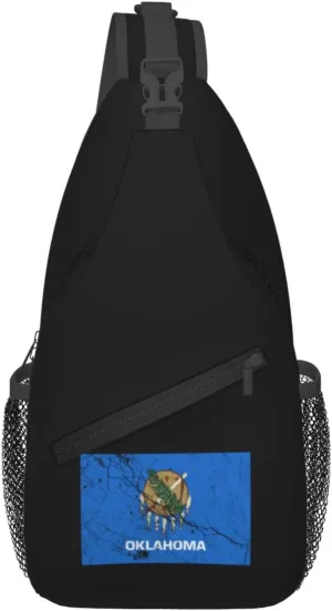 Flag Of Oklahoma Texture Effect Crossbody Bags For Women Men Chest Backpack Gym Shoulder Bag Travel Outdoor Sports Casual Crossbody Bags