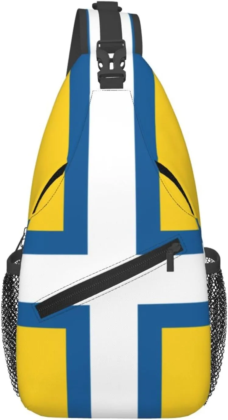 Flag Of West Sweden Crossbody Bags For Women Men Chest Backpack Gym Shoulder Bag Travel Outdoor Sports Casual Crossbody Bags