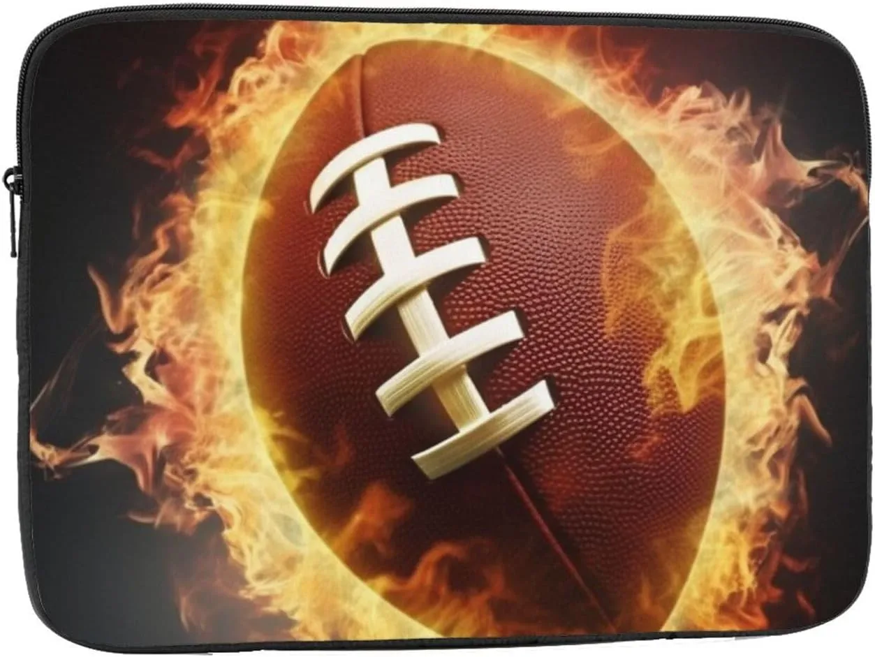 Flaming American Football Laptop Sleeve 13 inch Shockproof Protective Computer Carrying Cover Water Resistant Computer Bag Laptop Case Briefcase Handbags Portable Laptop Bag Gifts for Men Women