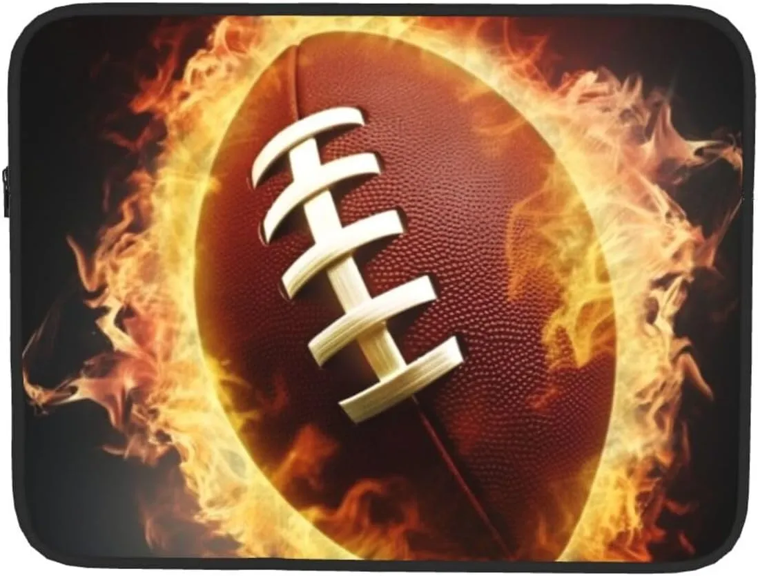 Flaming American Football Laptop Sleeve 13 inch Shockproof Protective Computer Carrying Cover Water Resistant Computer Bag Laptop Case Briefcase Handbags Portable Laptop Bag Gifts for Men Women
