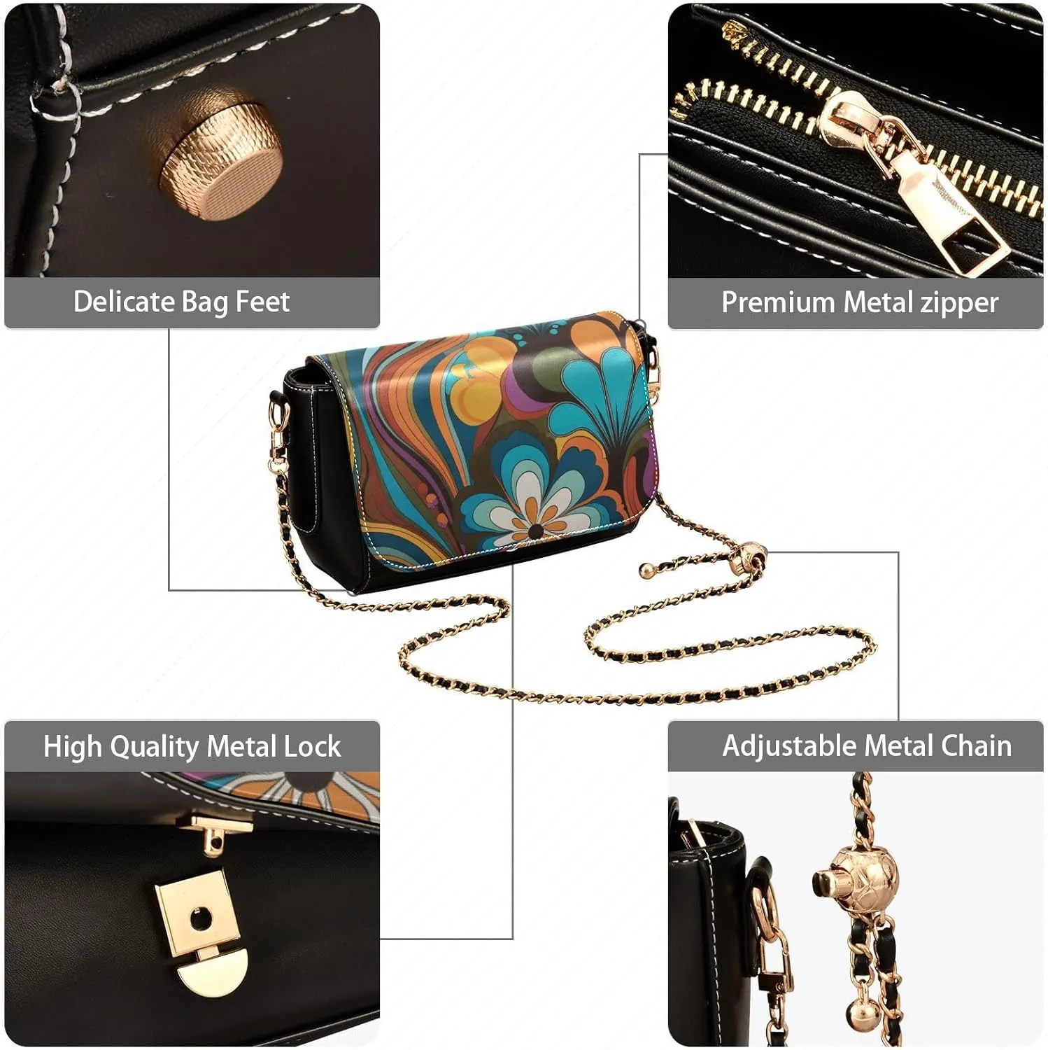 Flamingos Medium Crossbody Bags for Women, Pu Leather Shoulder Bags, Womens Leather Crossbody