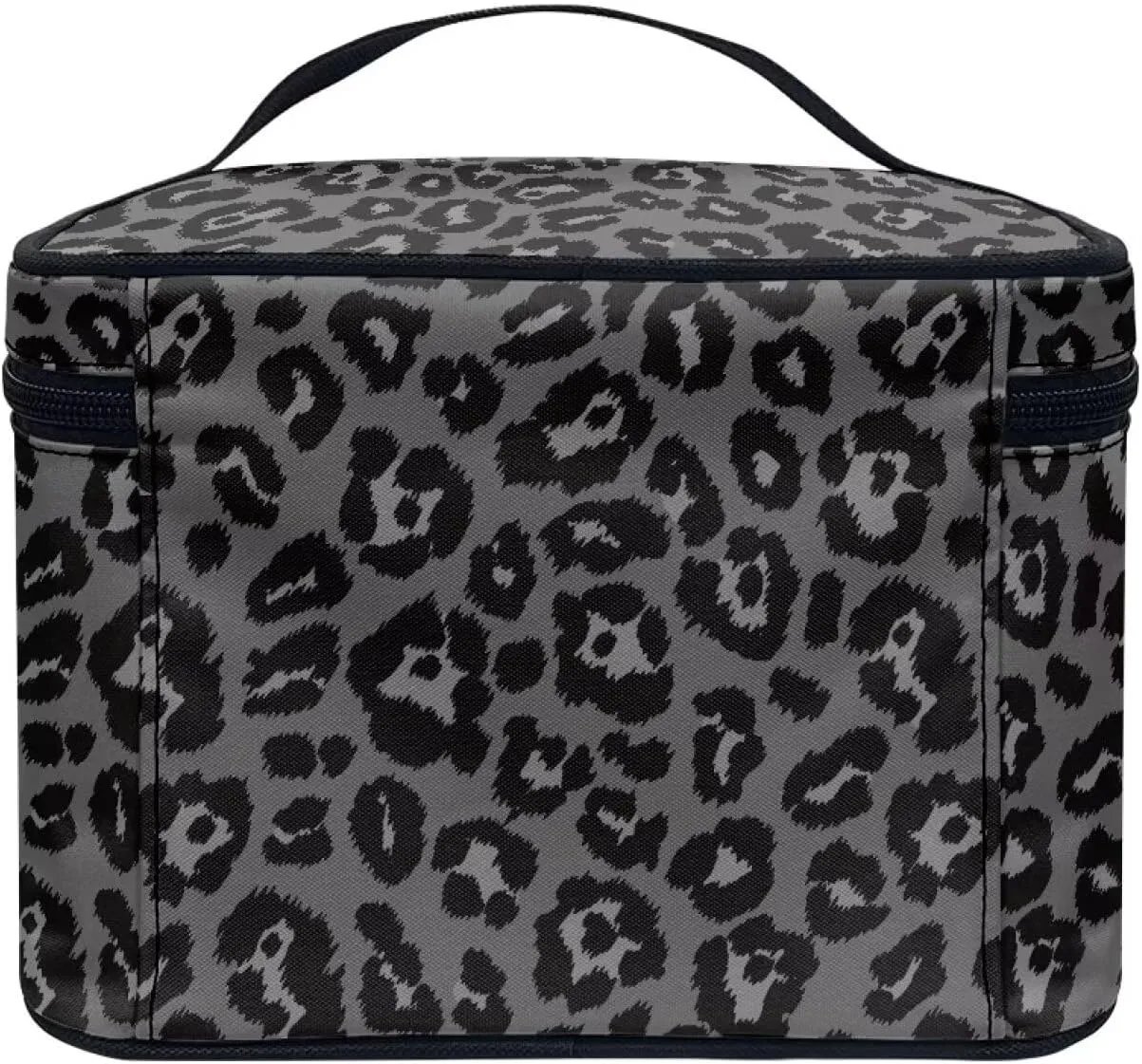 Flashideas Black Leopard Makeup Organizer - Large Capacity Travel Makeup Bag with Easy Hold, Vertical Storage