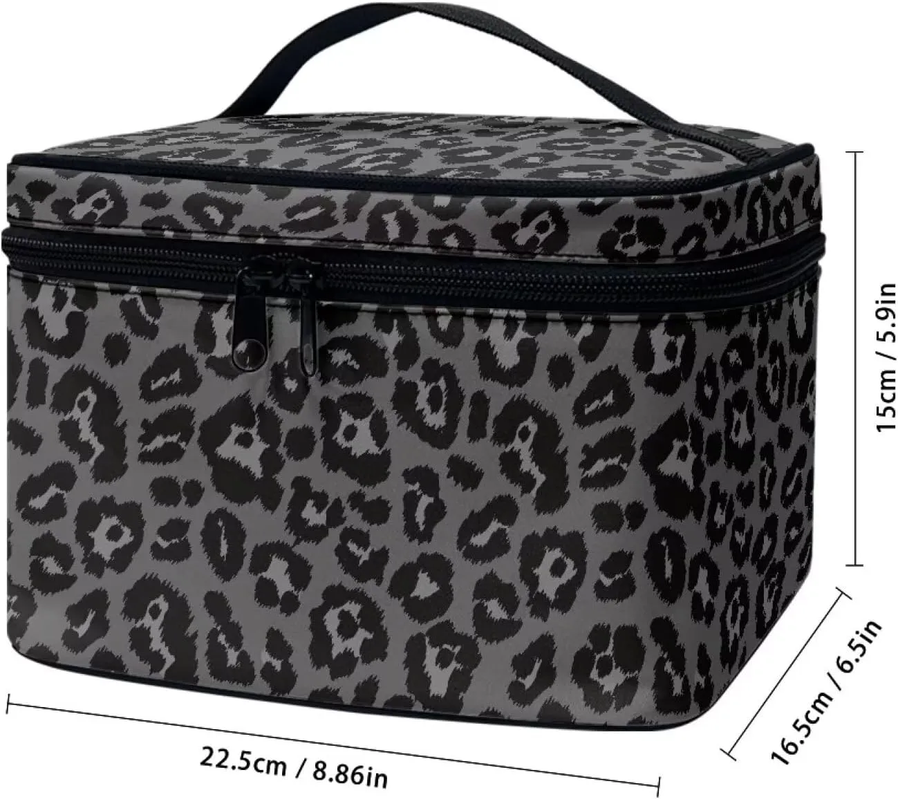 Flashideas Black Leopard Makeup Organizer - Large Capacity Travel Makeup Bag with Easy Hold, Vertical Storage