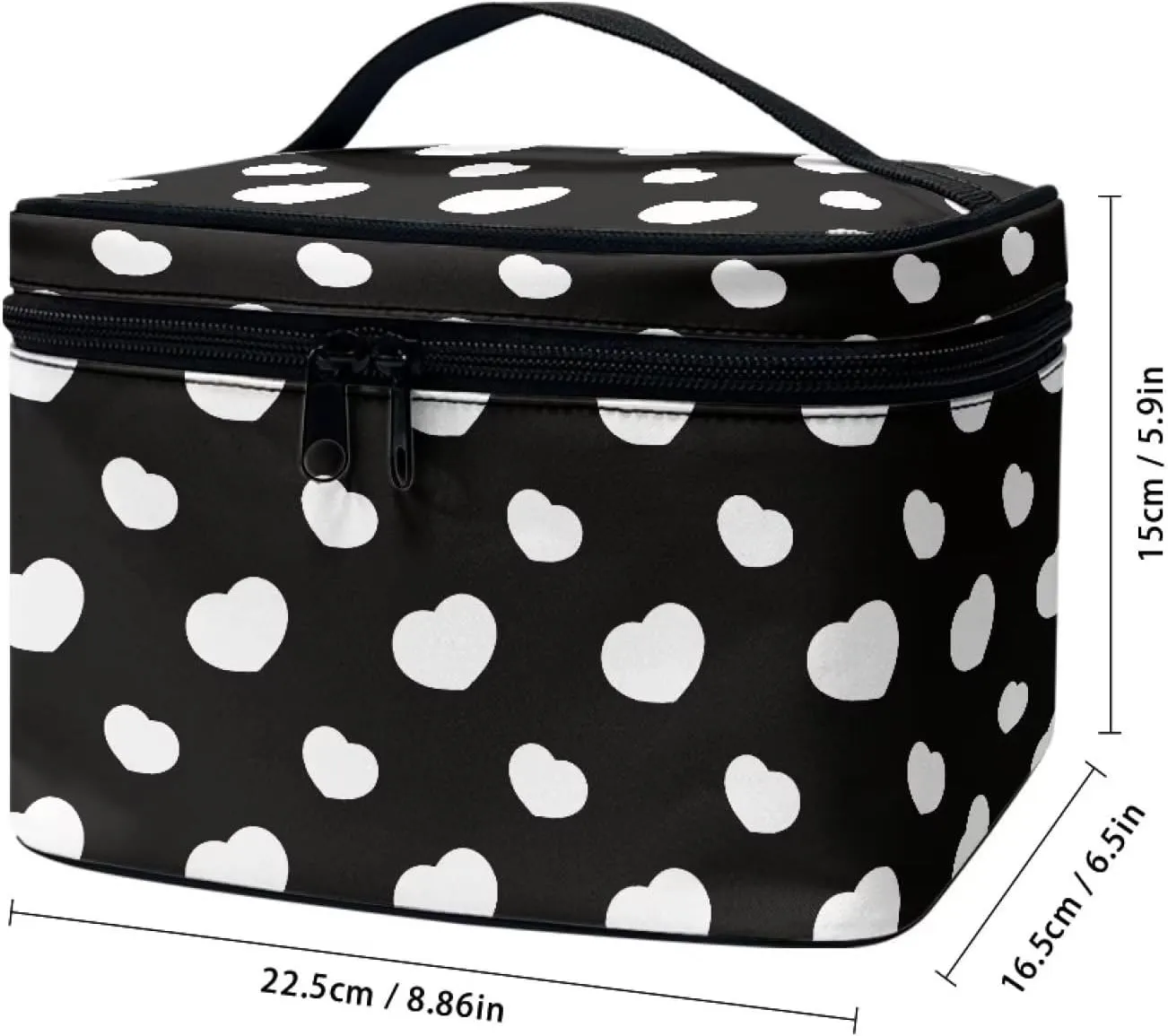 Flashideas White Heart Cosmetic Bag Makeup Organizer Bag for Travel Easy to Take Makeup Bags Case Organizer Multifunctional Makeup Double Zippers Birthday Gifts for Sisters Friend