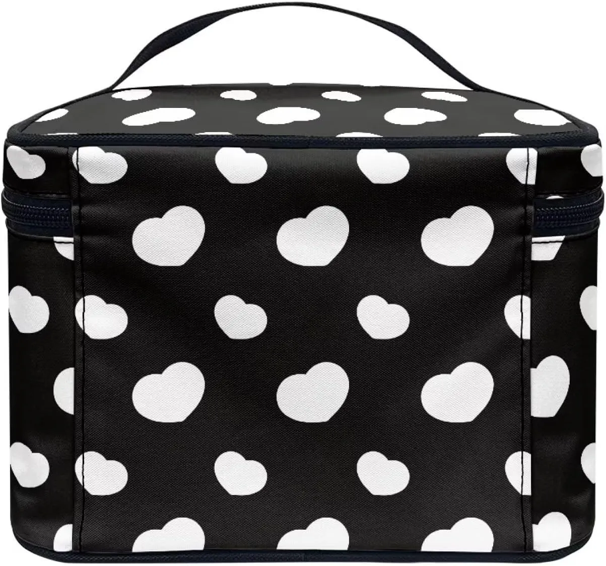 Flashideas White Heart Cosmetic Bag Makeup Organizer Bag for Travel Easy to Take Makeup Bags Case Organizer Multifunctional Makeup Double Zippers Birthday Gifts for Sisters Friend