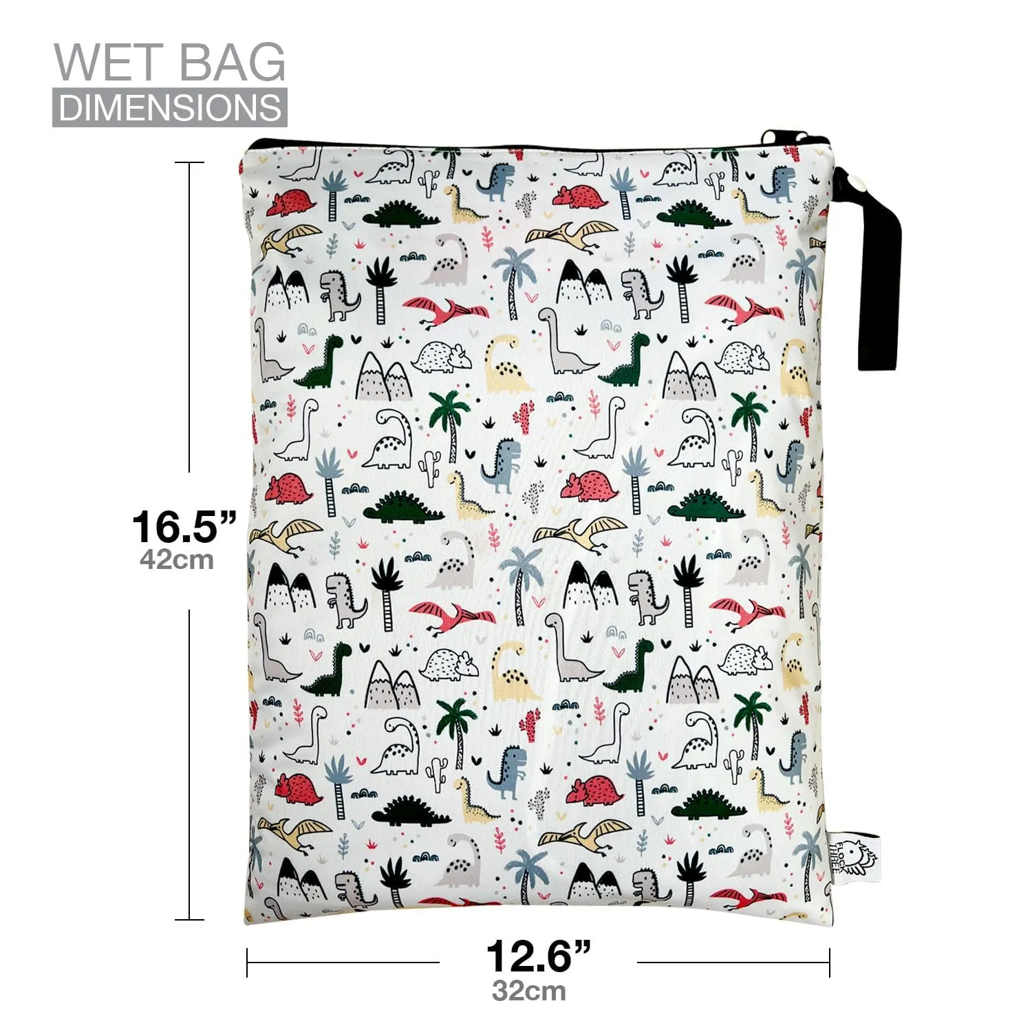 FLOCK THREE Washable and Reusable Wet Bag Diaper Bag Water Resistant Swimming Bag Travel Toiletries Pouch Bears Cats Zippered 12.6'' x 16.5''