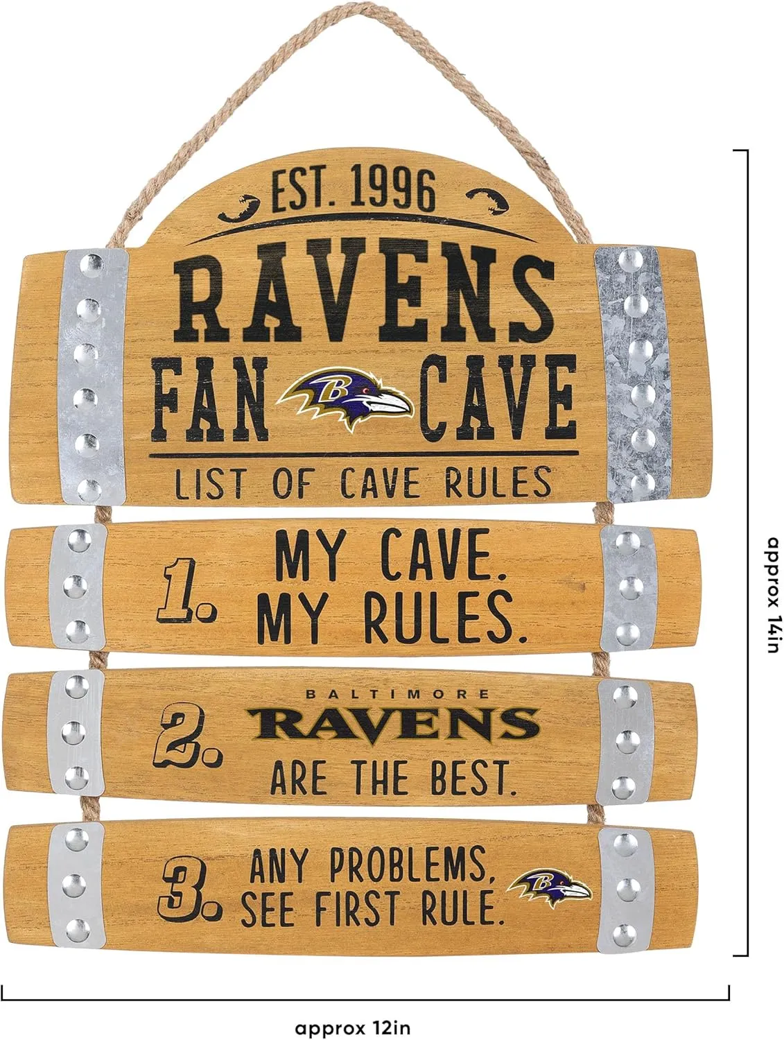 FOCO NFL Team Logo Barrel Slat Mancave Hanging Wall Sign