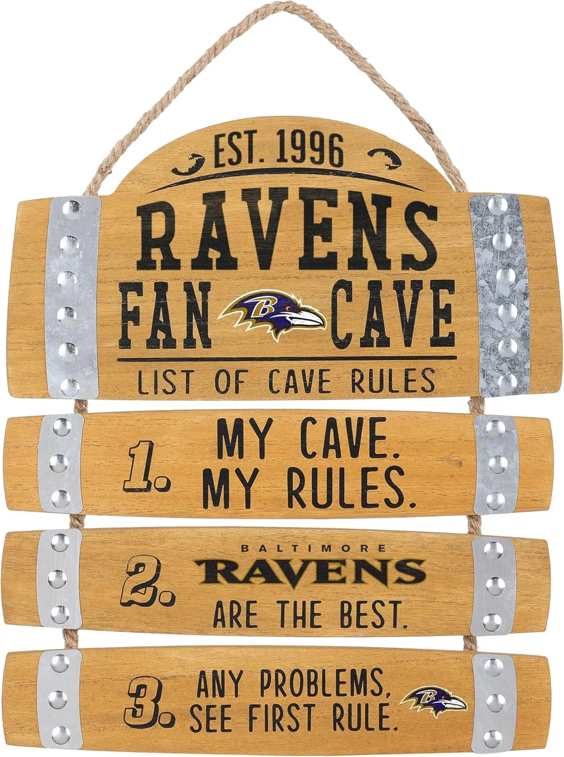 FOCO NFL Team Logo Barrel Slat Mancave Hanging Wall Sign