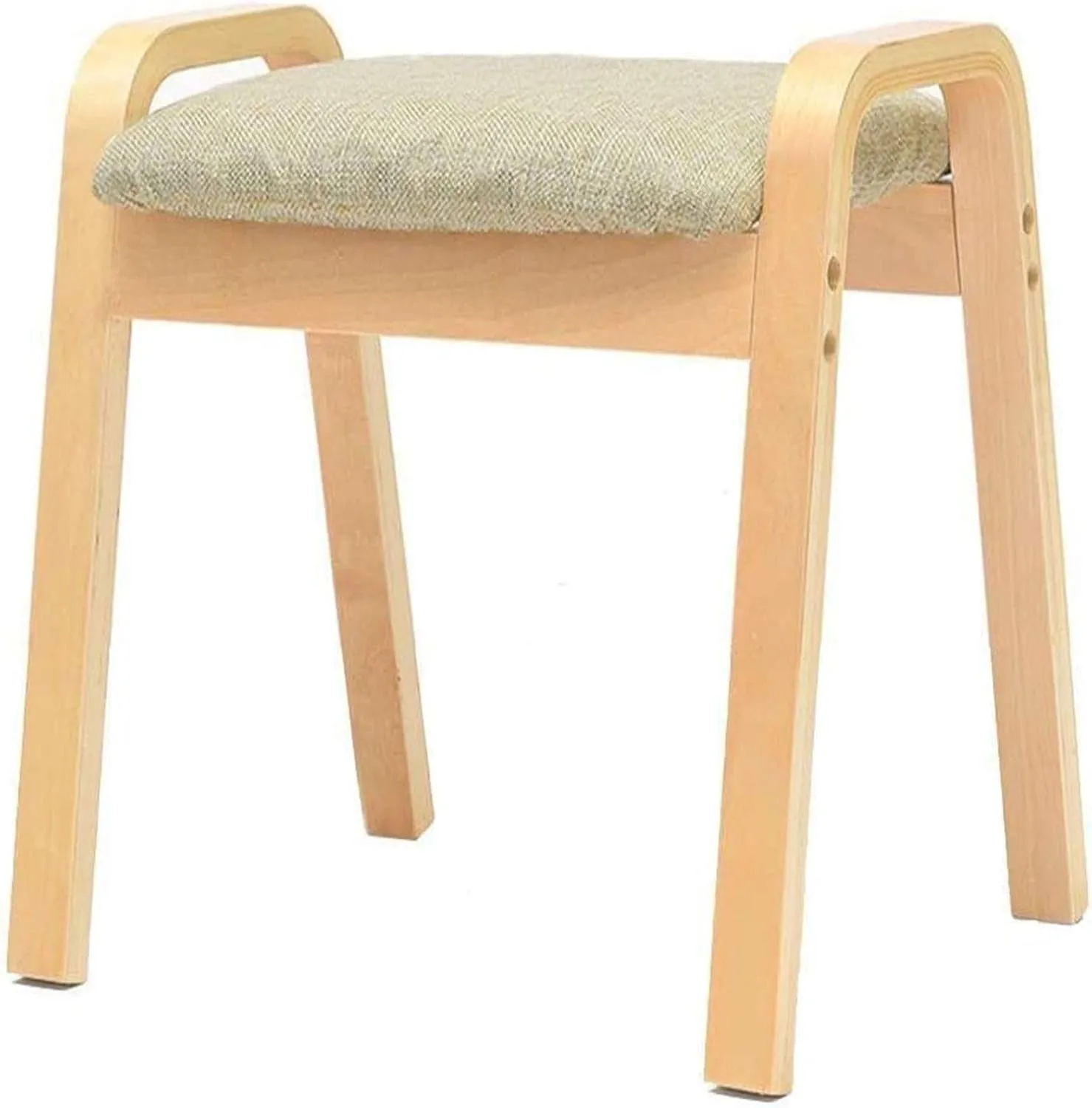Foot Stool Wrap Footstool Padded Footrest Retro Wood Ottoman Dustproof Floor Standing Chair Bench Bench Linen Cushion Seat for Living Room Gray