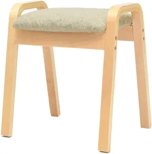 Foot Stool Wrap Footstool Padded Footrest Retro Wood Ottoman Dustproof Floor Standing Chair Bench Bench Linen Cushion Seat for Living Room Gray