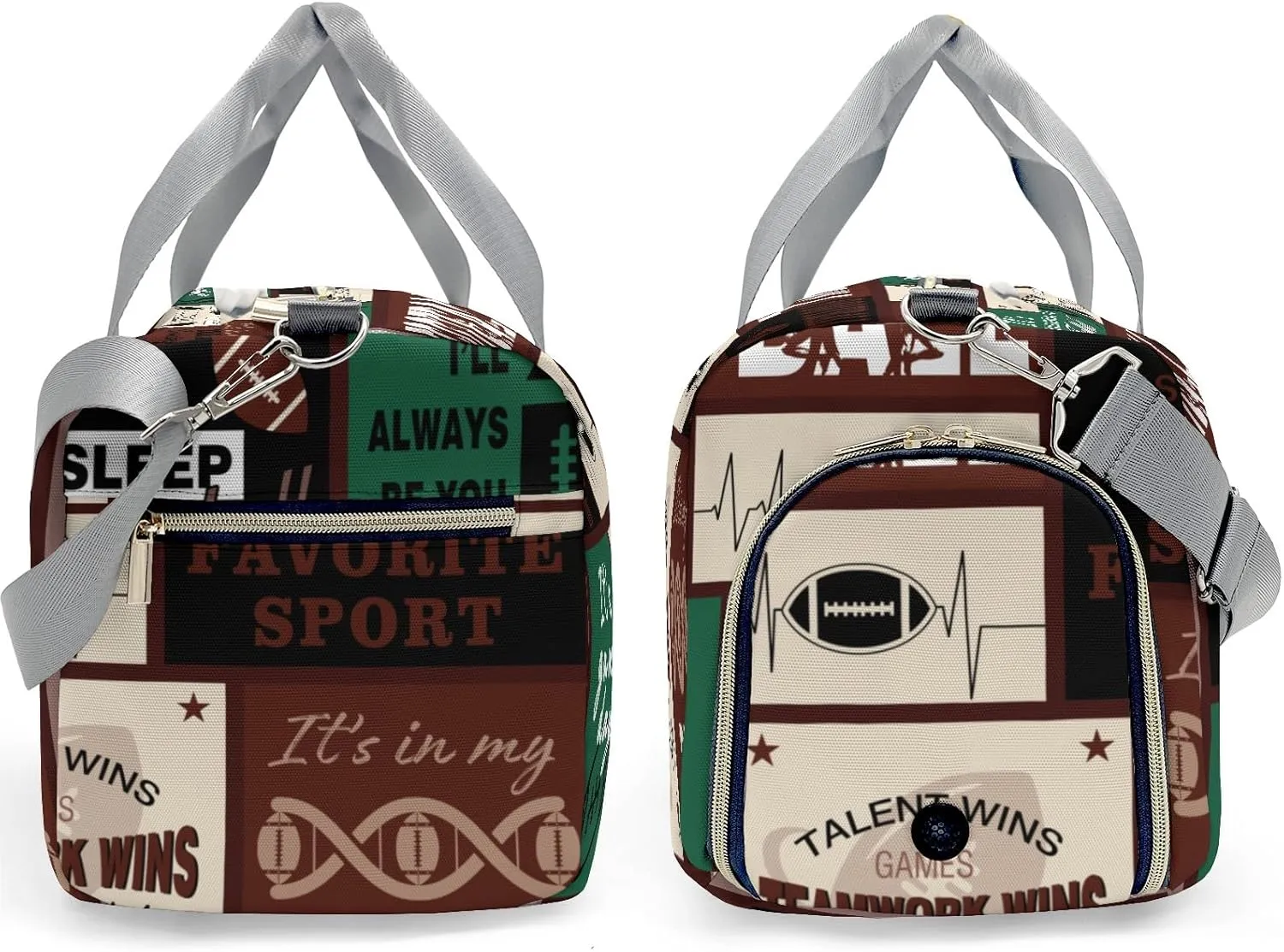 Football Gym Bags Travel Duffle Bag, Lightweight Weekender Duffel Bag With Shoe Compartment, Personalized Name Workout Duffle Sports Bag for Travel Yoga