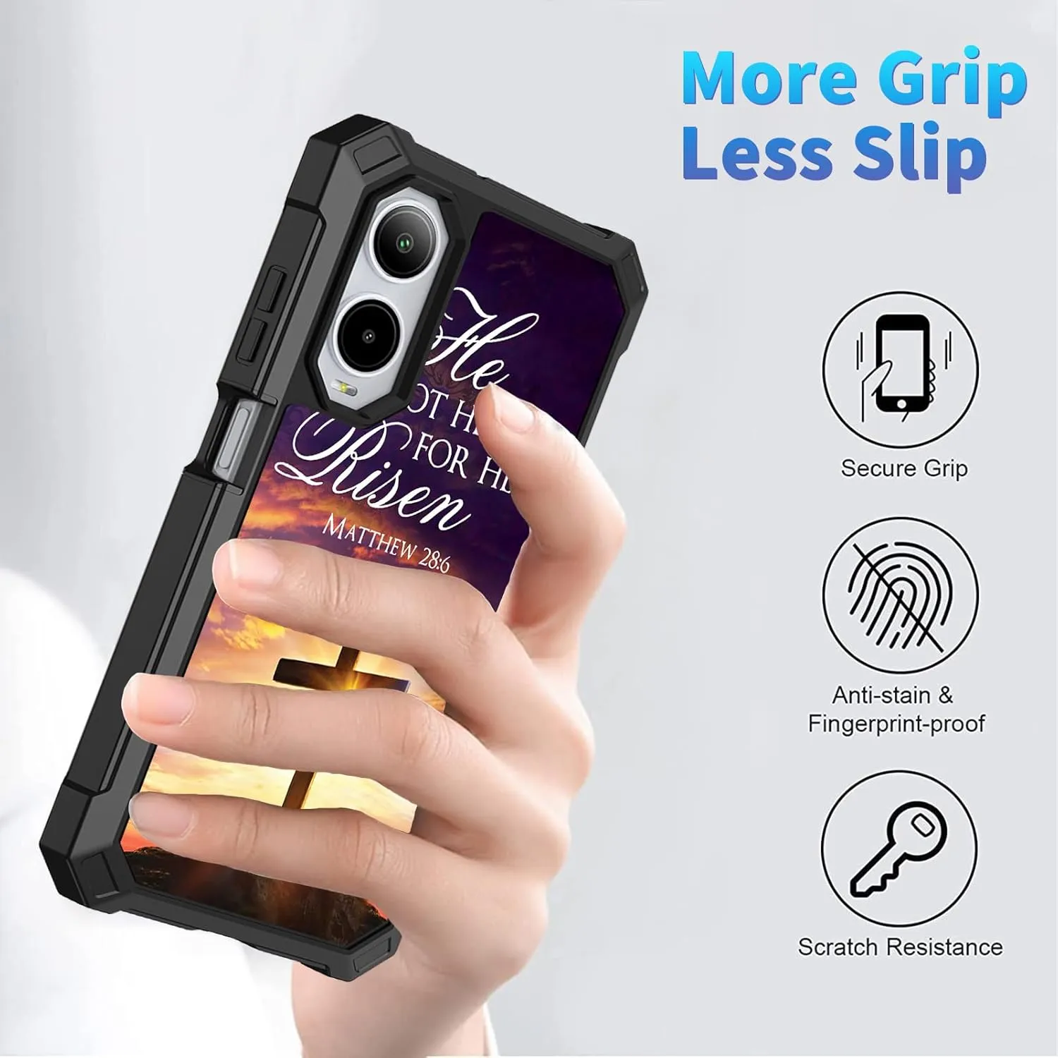for Cricket Icon 6 Phone Case,ATT Verge Phone Case with Screen Protector Dual Layer Hard PC Soft TPU Bumper Shockproof Corner Heavy Duty Cover Case for Cricket Icon 6,Jesus Bible Cross