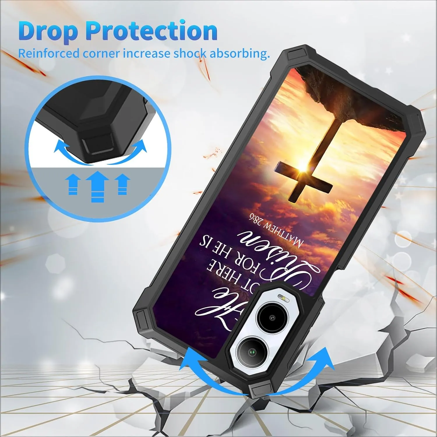 for Cricket Icon 6 Phone Case,ATT Verge Phone Case with Screen Protector Dual Layer Hard PC Soft TPU Bumper Shockproof Corner Heavy Duty Cover Case for Cricket Icon 6,Jesus Bible Cross
