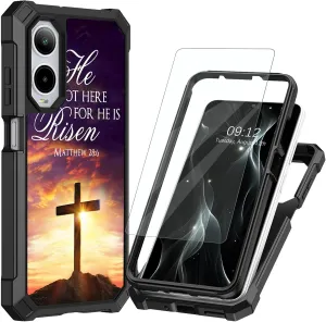 for Cricket Icon 6 Phone Case,ATT Verge Phone Case with Screen Protector Dual Layer Hard PC Soft TPU Bumper Shockproof Corner Heavy Duty Cover Case for Cricket Icon 6,Jesus Bible Cross