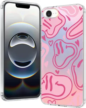 for iPhone 16e Case 2025, Slim Clear Matte Cute Flowers Floral Design for Girls Women Rugged TPU Bumper Shockproof Silicone Cell Phone Cover (Fun Smile)