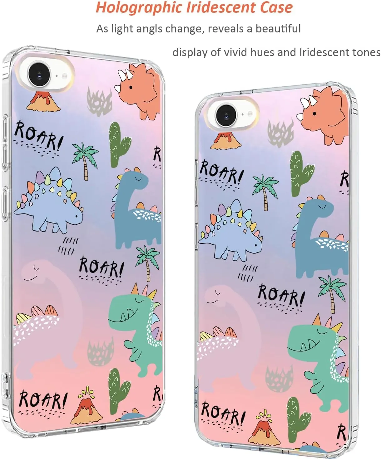 for iPhone 16e Case 2025, Slim Clear Matte Cute Flowers Floral Design for Girls Women Rugged TPU Bumper Shockproof Silicone Cell Phone Cover (Funny Dino)