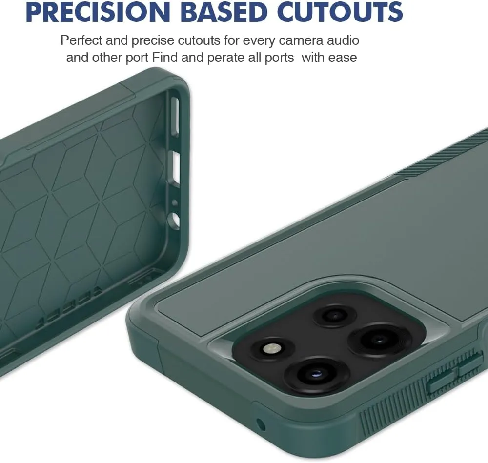 for Motorola Moto G 2025 Case: Dual Layer Protective Heavy Duty Cell Phone Cover Shockproof Rugged with HD Screen Protector - Military Protection Bumper Tough - Motorola Moto G 2025, Dark Green