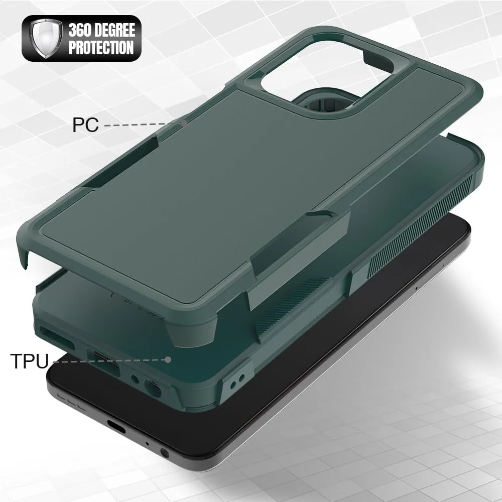 for Motorola Moto G 2025 Case: Dual Layer Protective Heavy Duty Cell Phone Cover Shockproof Rugged with HD Screen Protector - Military Protection Bumper Tough - Motorola Moto G 2025, Dark Green