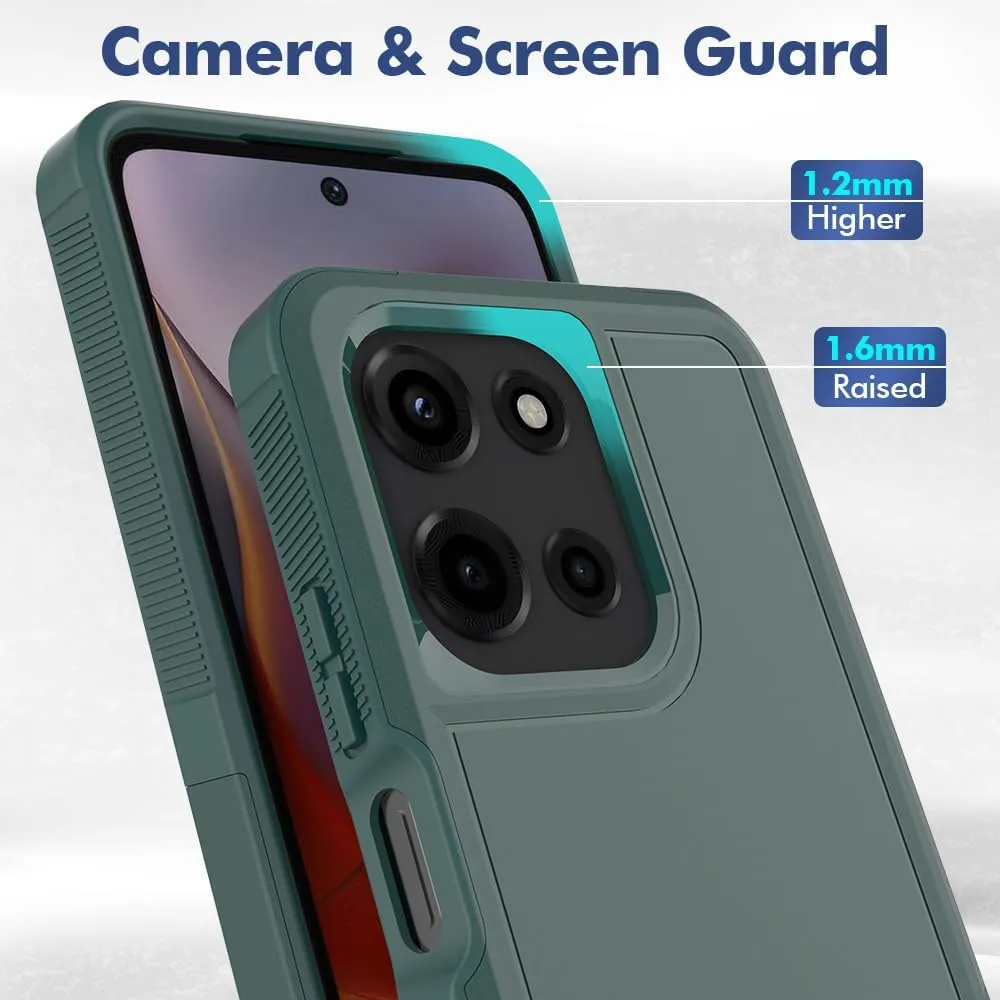 for Motorola Moto G 2025 Case: Dual Layer Protective Heavy Duty Cell Phone Cover Shockproof Rugged with HD Screen Protector - Military Protection Bumper Tough - Motorola Moto G 2025, Dark Green