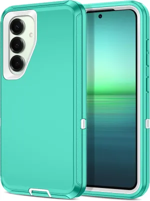 for Samsung Galaxy S25 Plus Case Shockproof Dust/Drop Proof 3-Layer Full Body Protection [Without Screen Protector] Rugged Heavy Duty Cover Case for Galaxy S25 Plus 6.7 inch,Teal/White