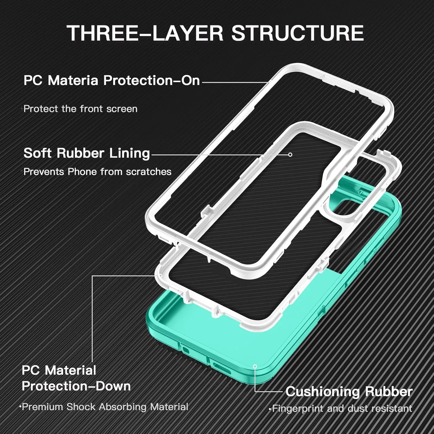 for Samsung Galaxy S25 Plus Case Shockproof Dust/Drop Proof 3-Layer Full Body Protection [Without Screen Protector] Rugged Heavy Duty Cover Case for Galaxy S25 Plus 6.7 inch,Teal/White