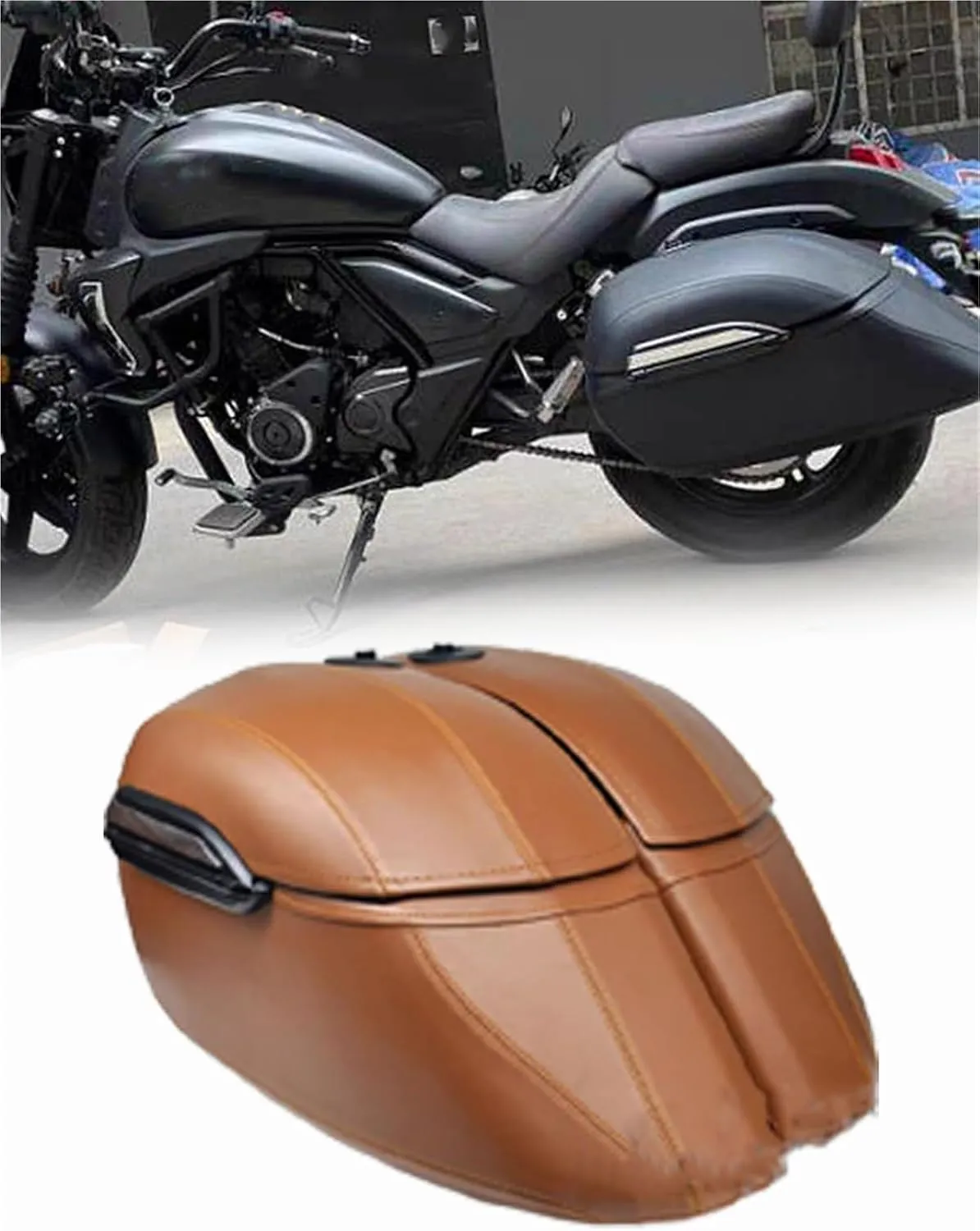 for Yam&aha Classic V-Star 950 Motorcycle Side Box Side Bag Large Side Box Tail Box Trunk Lining Suitable(Brown)