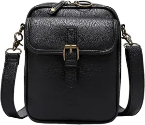 Forcipower Crossbody Bag, Crossbody Leather Bag, Vintage Leather Anti Theft Shoulder Bag with Adjustable Strap