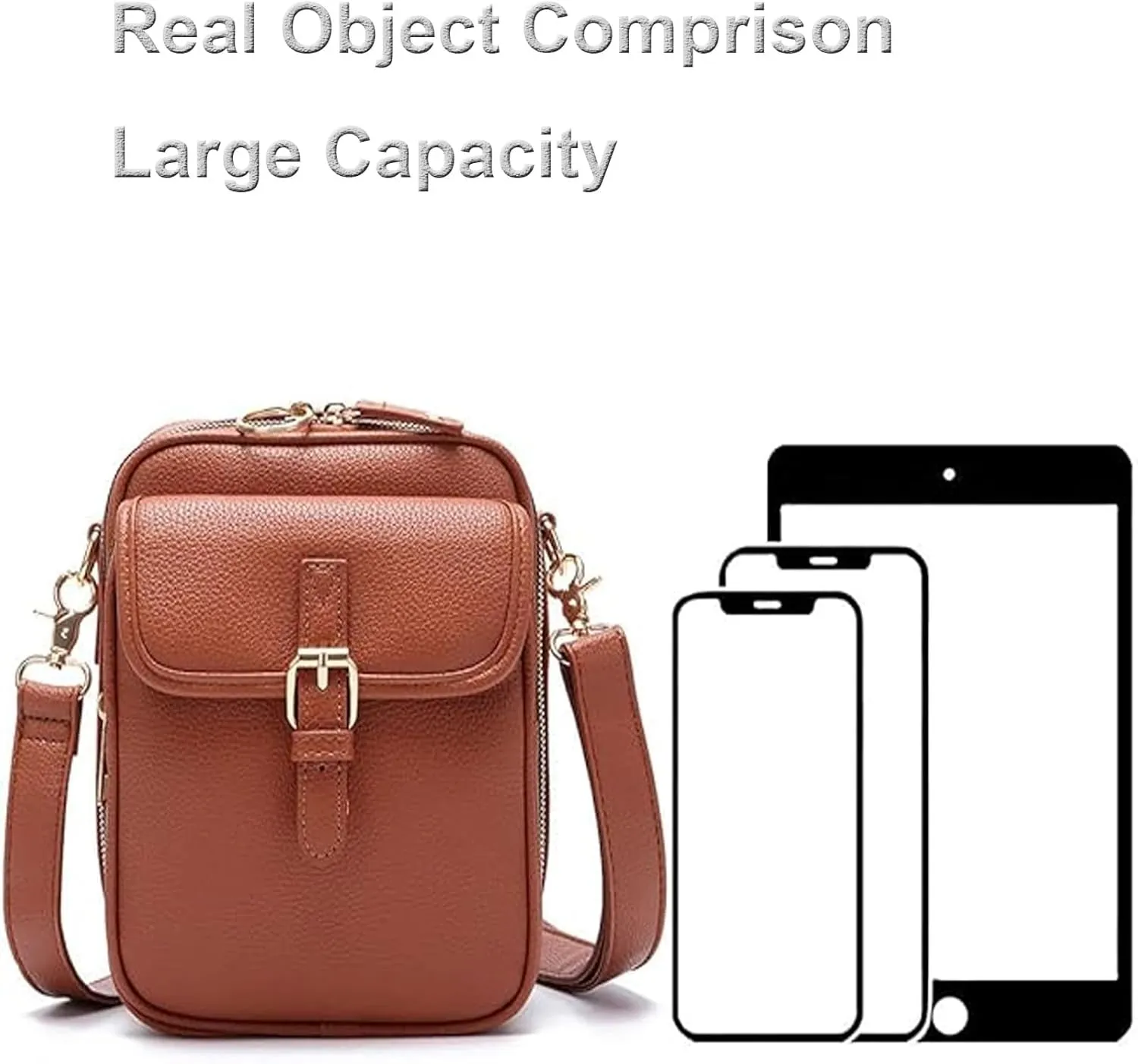 Forcipower Crossbody Leather Bag, Leather Crossbody Bags for Women, Anti Theft Shoulder Bags for Women Travel