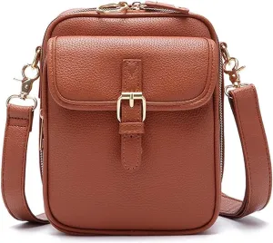 Forcipower Crossbody Leather Bag, Leather Crossbody Bags for Women, Anti Theft Shoulder Bags for Women Travel