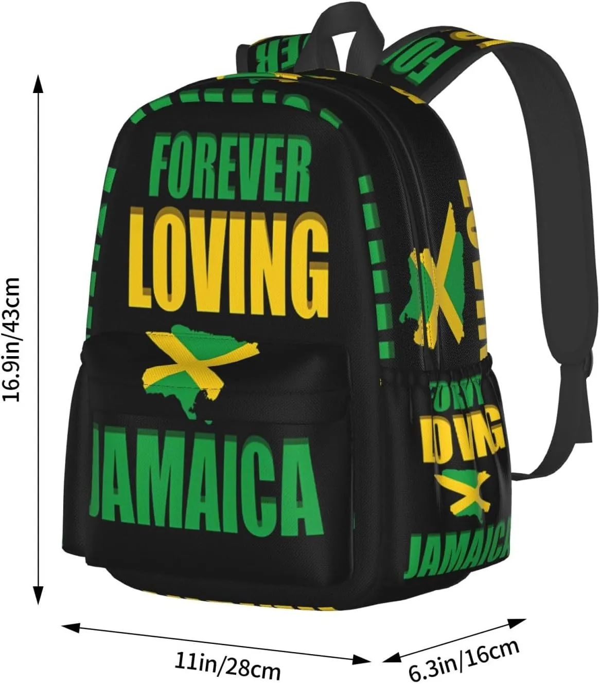 Forever Loving Jamaica Jamaican Flag Laptop Backpack Work Travel Backpacks Business Rucksack Casual Outdoor Daypack with Adjustable Strap Bags for Sports Office Gym Hiking