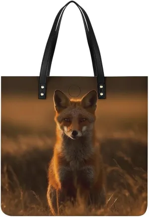 Fox at Sunset Tote Bag Durable Water-Resistant Handbags Lightweight Tote for Travel Work Book