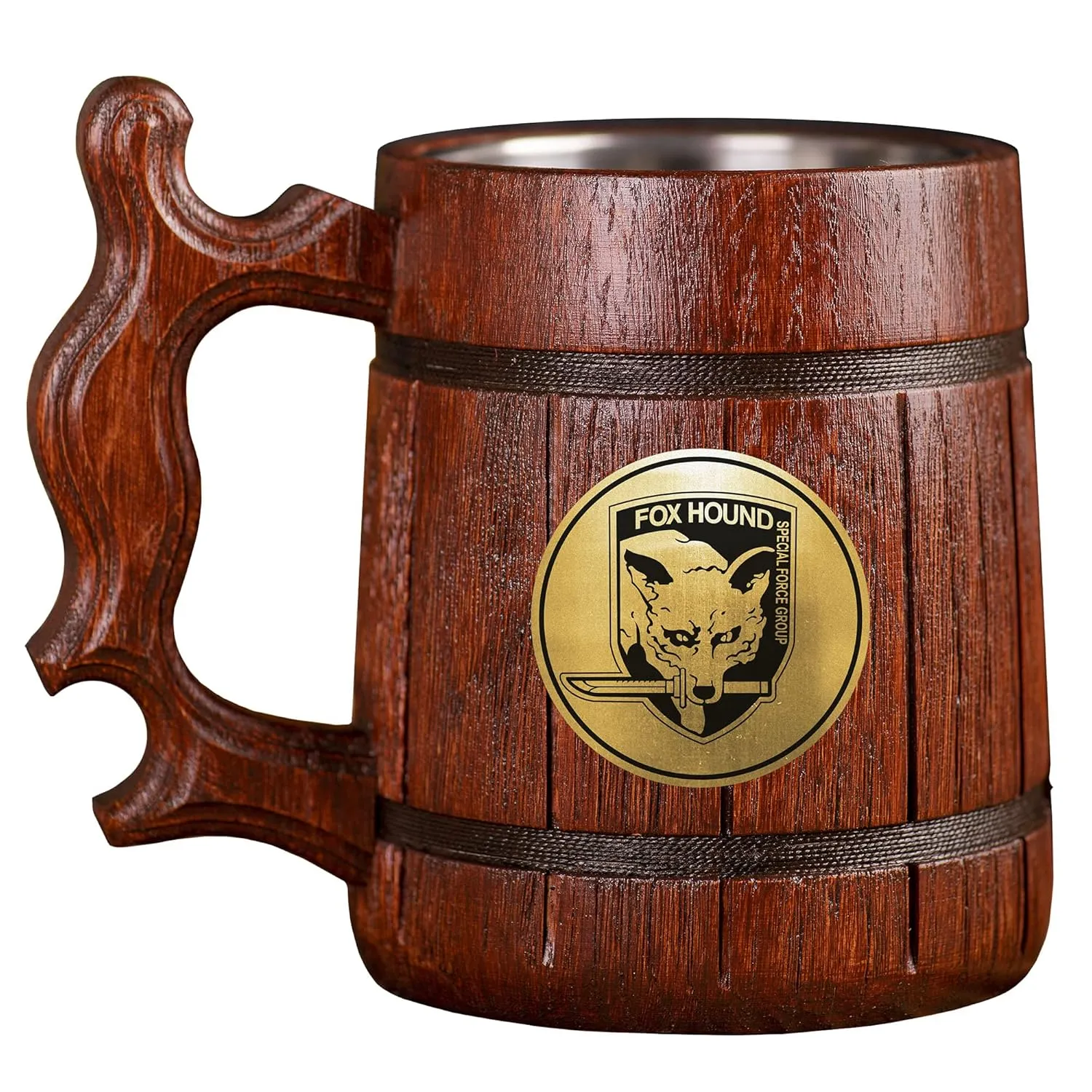 FOX HOUND Beer Stein, Metal Gear Solid, Personalized Super Smash Bros Wooden Beer Mug, Custom Beer Stein