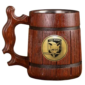 FOX HOUND Beer Stein, Metal Gear Solid, Personalized Super Smash Bros Wooden Beer Mug, Custom Beer Stein