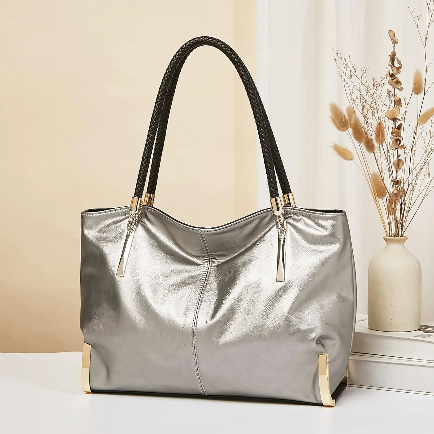 FOXLOVER Large Capacity Tote Handbags for Women, Women's Top-handle Bags Fashion Shoulder Bags Purses Minimalist design