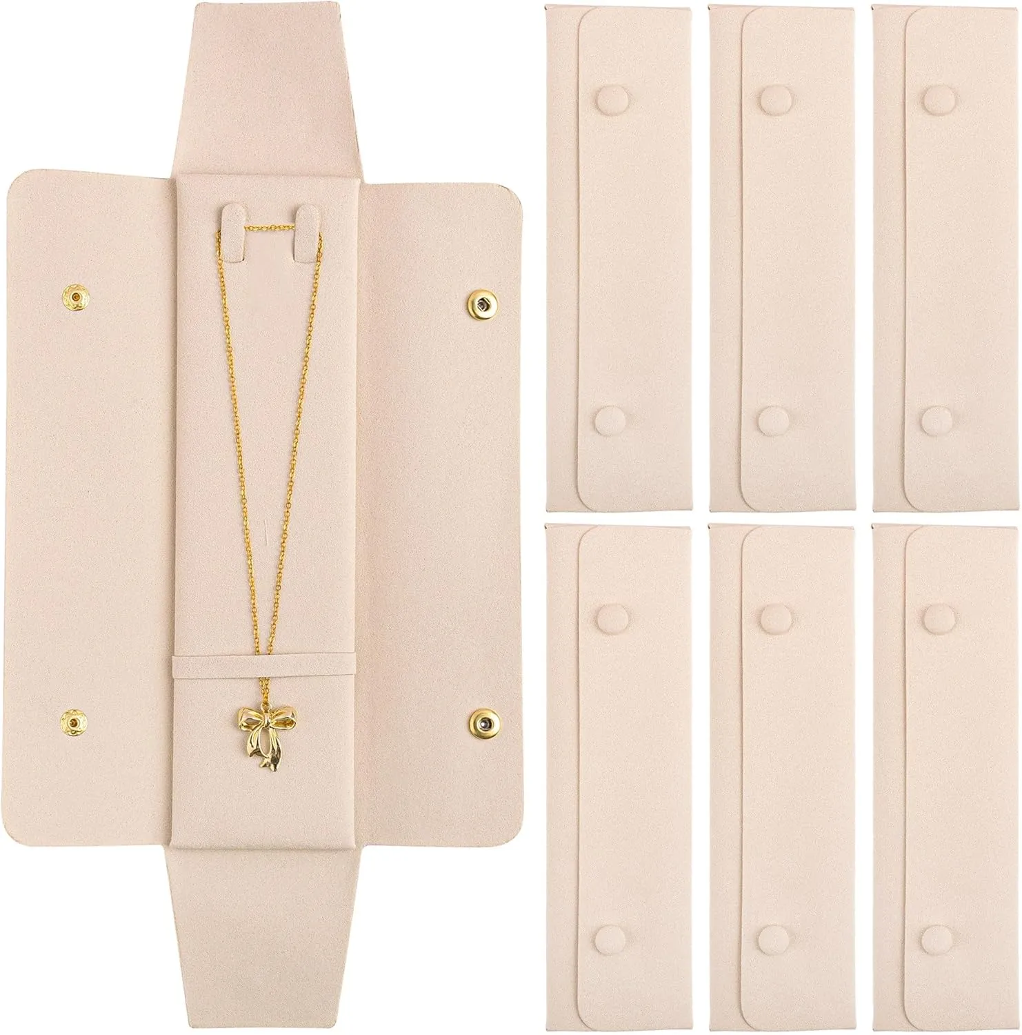 Framendino, 6 Pack Velvet Necklace Case Travel Jewelry Bag Organizer Pouch Holder Box for Women Storage White