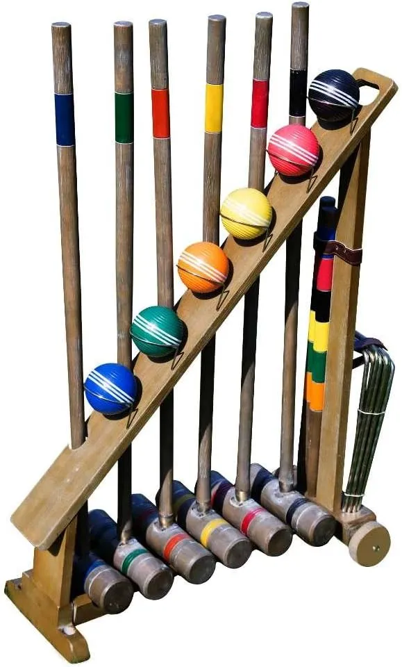 Franklin Sports Outdoor Croquet Set - 6 Player Croquet Set with Stakes Mallets Wickets and Balls - Backyard Lawn - Vintage
