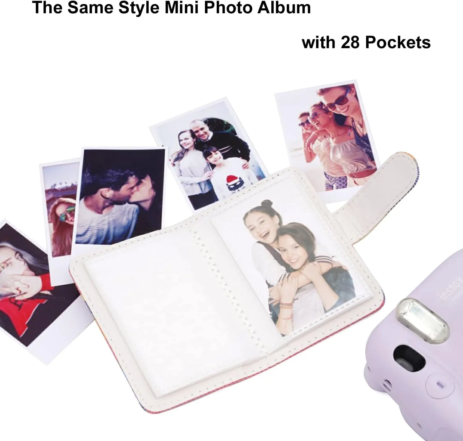 Frankmate Instant Camera Case Compatible with Fujifilm Instax Mini 11/9/8/8  Canvas Bag with Pocket and Adjustable Shoulder Strap Mini Wallet Album (Stripe)