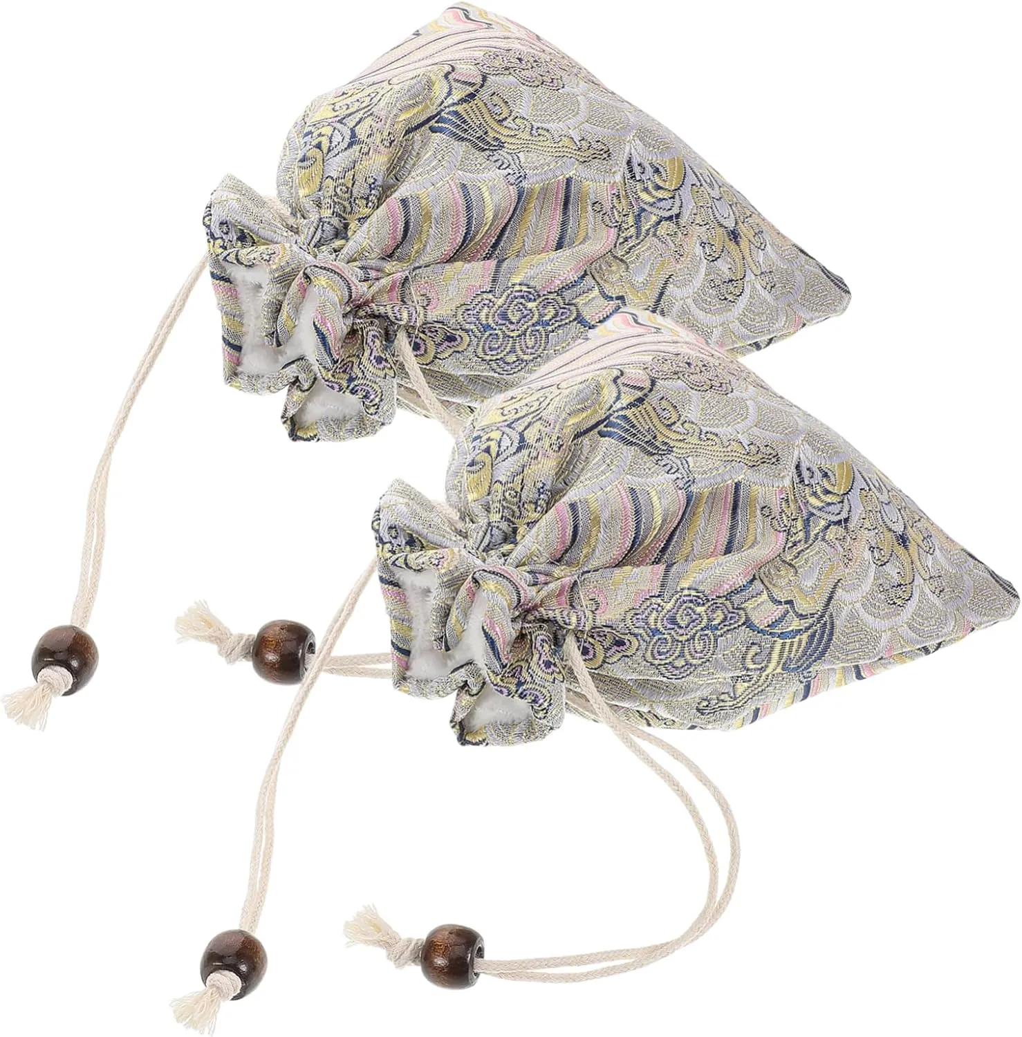 FRCOLOR 2pcs Double Layer Soft Drawstring Jewelry Pouches Elegant Cloth Storage Bags for Travel and Coin Accessories Luxurious Present Presentation and Protection