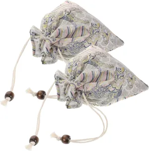 FRCOLOR 2pcs Double Layer Soft Drawstring Jewelry Pouches Elegant Cloth Storage Bags for Travel and Coin Accessories Luxurious Present Presentation and Protection