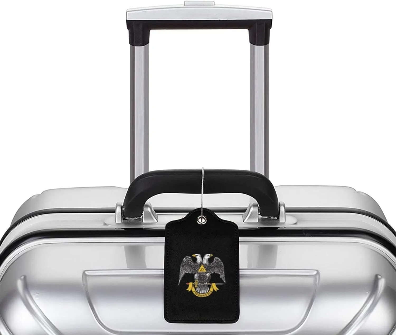 Freemasonry and Scottish Rite Leather Baggage Bag Luggage Tags with Stainless Steel Loop and Privacy Cover