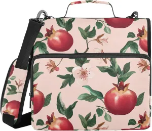 Fresh Pomegranate Fruit Blush Binder with Zipper with Shoulder Strap & Handle Waterproof 1.5 Inch 3 Rings Pencil Cases Portfolio Binder Stationery Accessories