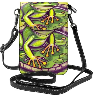 Frog In A Pond Zippered Crossbody Bag, Women'S Shoulder Bag With Card Slot, &Removable Shoulder Strap, 7.6 X 4.9 In.