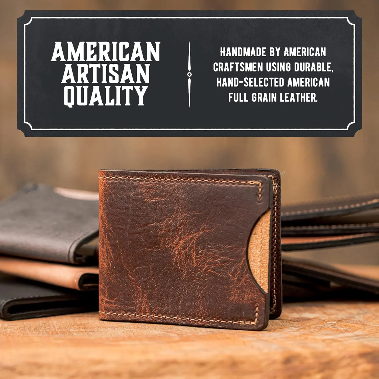 Front Pocket Slim Bifold Wallet for Men | Made in USA | Premium Full Grain Leather Men’s Wallet with Minimalist Design | Avalanche Gray