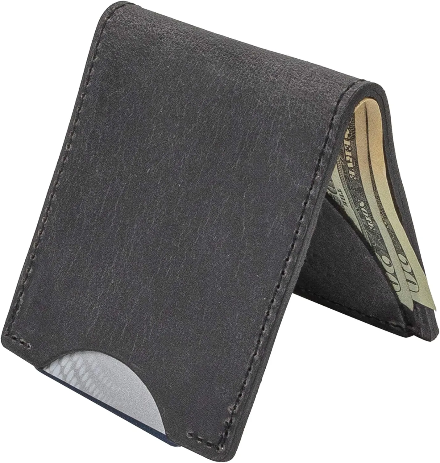 Front Pocket Slim Bifold Wallet for Men | Made in USA | Premium Full Grain Leather Men’s Wallet with Minimalist Design | Avalanche Gray